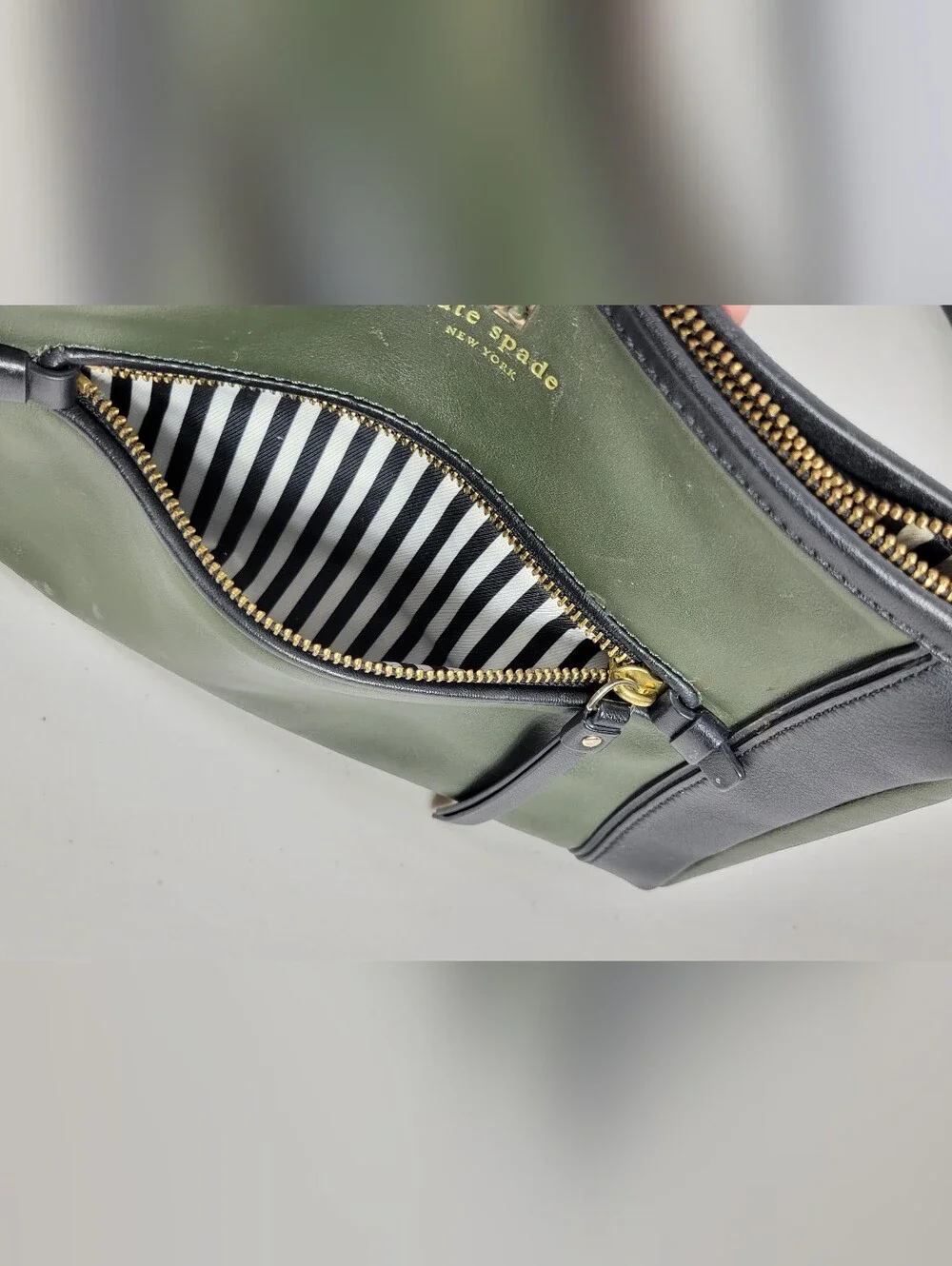 kate spade Olive Green and Black Leather Crossbody Bag #845